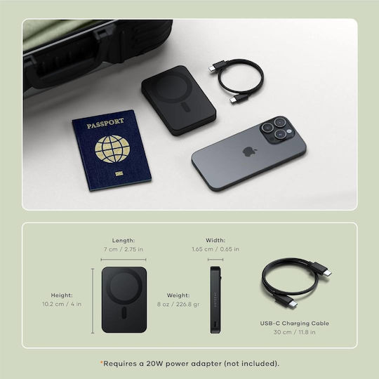 Satechi OntheGo Qi2 MagSafe Qi2 Външна Батерия 10000mAh 15W Черна