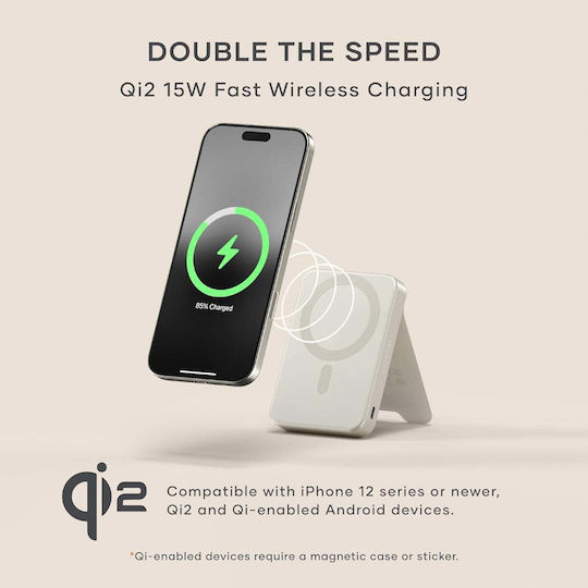Satechi OntheGo Qi2 MagSafe Power Bank 10000mAh 15W Beige