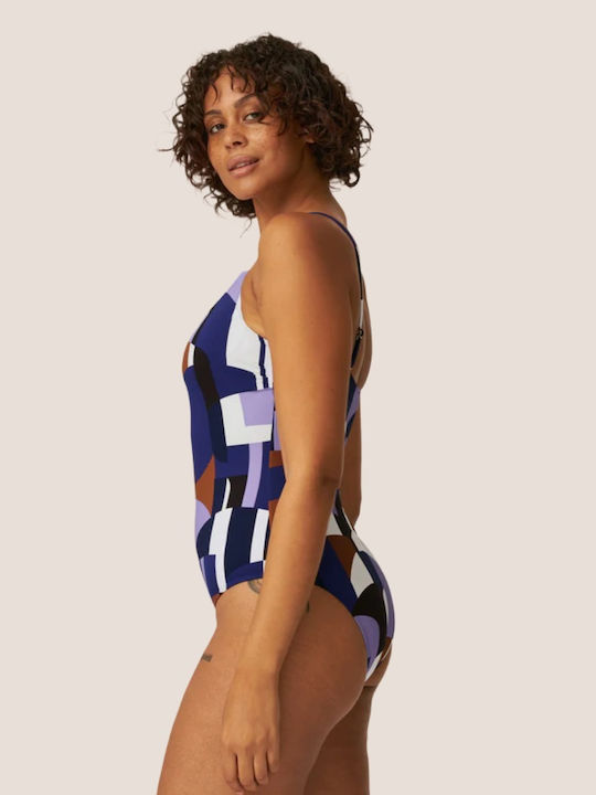 Naturana Women's One-Piece Mauve Shades Swimsuit Adjustable Straps 73473