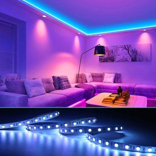 Bandă LED 220V RGB Lumină 5m cu Sursă de alimentare & Telecomandă