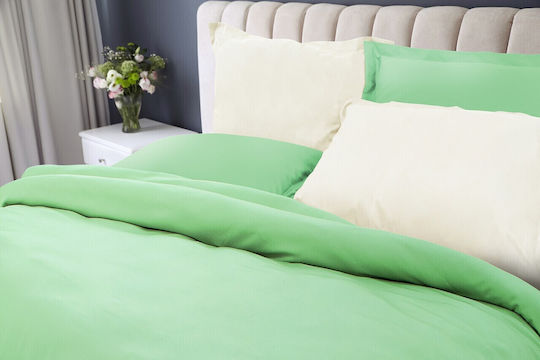 Green Future Σετ Παπλωματοθήκη 200x220cm Διπλή με 4 Μαξιλαροθήκες & 1 Σεντόνι Green/Ivory