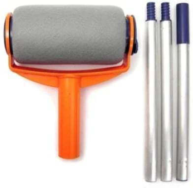 Foxmag24 Paint Roller Set Reservoir Extendable Arm 3 Accessories One-liter Container Orange Blue