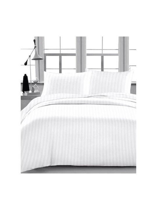 Duvet Cover Set Queen with 2 Pillowcases & 1 Sheet 230x250 White