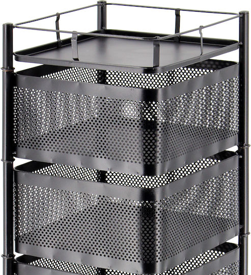 Keskor Keskor Lebensmittelregal Metallisch 5 Ebenen Schwarz 26x26x93cm