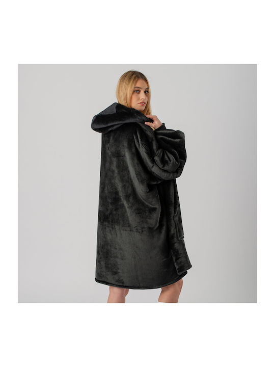 Fleece-Decke mit Ärmeln 90x75cm Schwarz