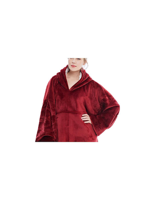 Κουβέρτα Βελουτέ με Μανίκια 80x100εκ. Red/white