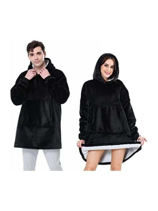 Fleece-Decke mit Ärmeln 90x75cm Schwarz