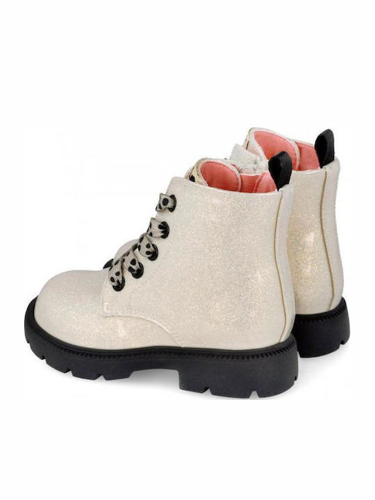 Anatomical Leather Kids Boots with Zipper Beige