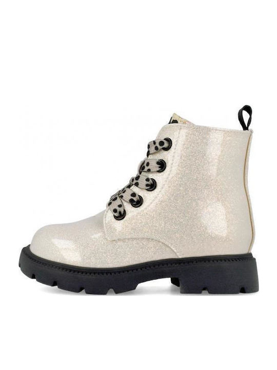 Anatomical Leather Kids Boots with Zipper Beige