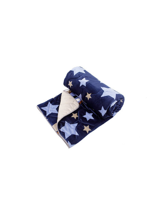 Alcam Stars Fleece Tagesdecke Doppelbett Blau 200x220cm