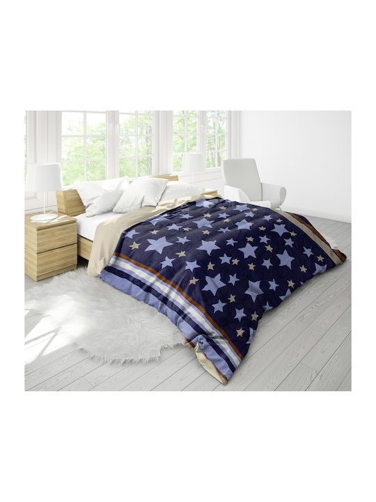 Alcam Stars Fleece Tagesdecke Doppelbett Blau 200x220cm