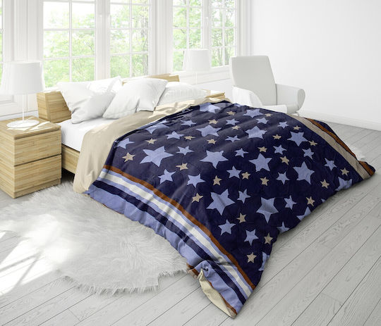 Alcam Stars Fleece Κουβερλί Διπλό Μπλε 200x220cm