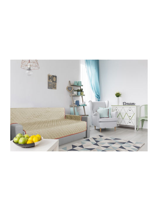 Alcam Elastische Abdeckung für Dreisitziges Sofa Coral/vanilla 1Stück