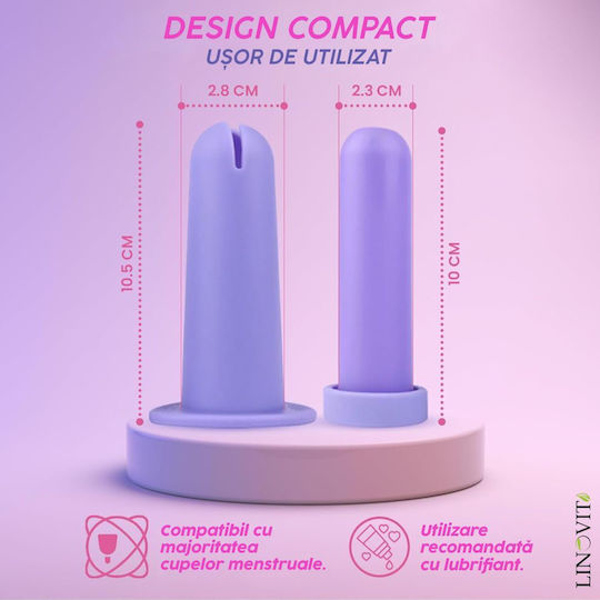 Aplicator Pentru Cupă Menstruală Linovit Silicon Medical Reutilizabil Ușor de Folosit Compatibil cu Lubrifiant Design Compact Igienic Mov