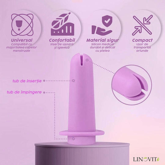 Aplicator Linovit Cupă Menstruală Silicon Medical Reutilizabilă Ușor de Folosit Compatibil Lubrifiant Design Compact Igienic Roz