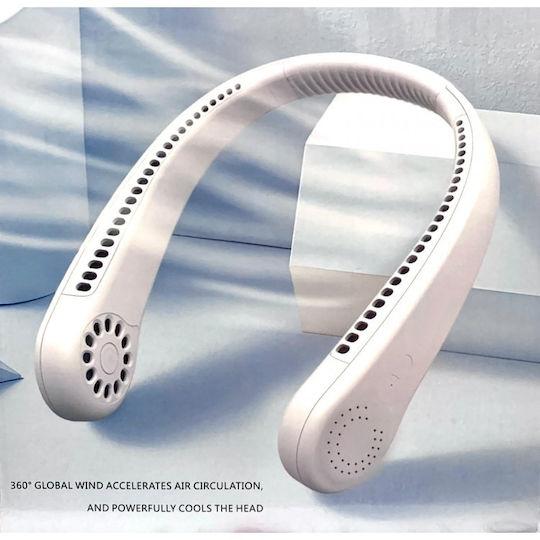 Ventilator Portabil De Gât Cu 3 Viteze 5w Putere Încărcare Usb Alb