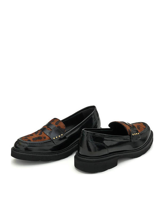 Leather Women's Loafers in Black Color
