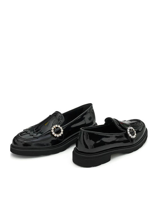 Patent Leather Women's Loafers in Black Color