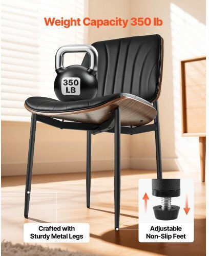 Dining Room Artificial Leather Chair Black 2pcs