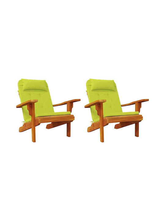 vidaXL Garden Chair Cushion with Backrest Bright Green 2pcs 58x77cm