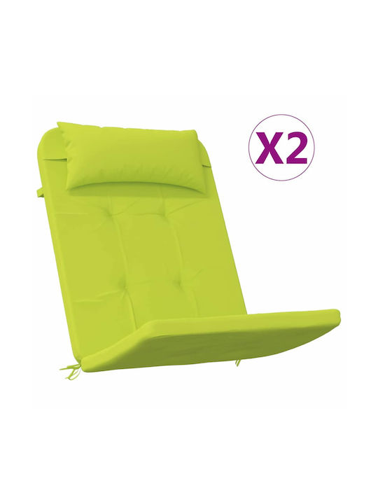 vidaXL Garden Chair Cushion with Backrest Bright Green 2pcs 58x77cm