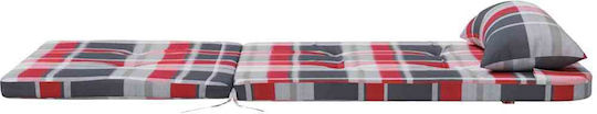 vidaXL Garden Chair Cushions with Backrest Red Checkered 2 Pieces 58x77cm
