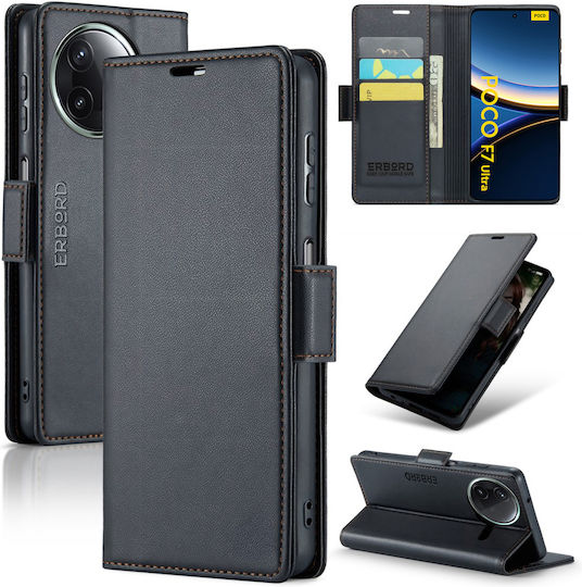 Erbord Wallet Δερματίνης / Πλαστικό Μαύρο (Poco F7 Ultra)