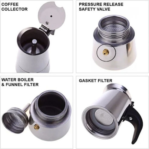 Ηλεκτρικό Μπρίκι Espresso Inox Ασημί