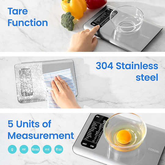 Cosori Digitale Küchenwaage bis 5kg Grau