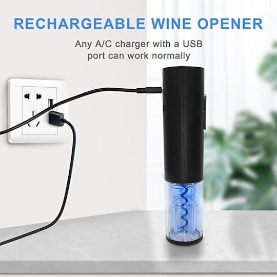 Tirbușon Electric Reîncărcabil Accesoriu Tăietor Folie Negru