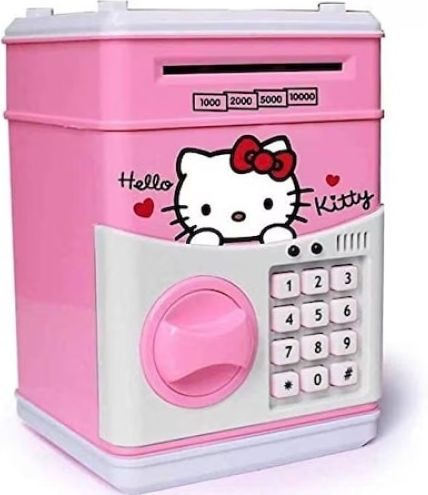 Детски Касичка Hello Kitty С АТМ Функция Сейф С Пин Код Розова Бяла
