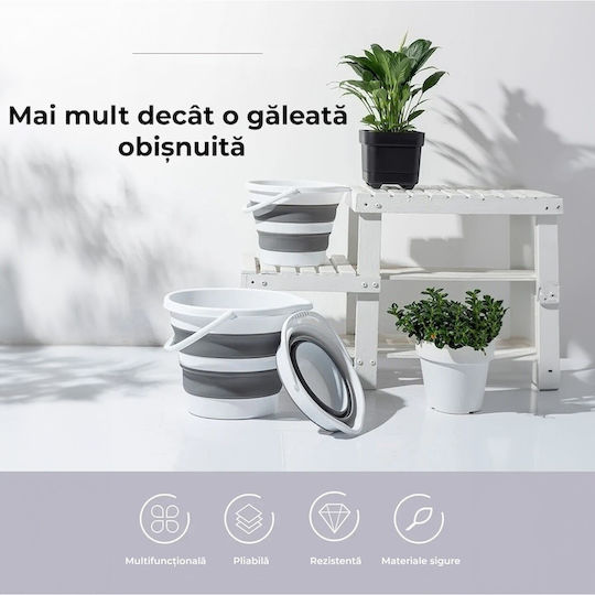 Pliabil Găleată Silicon Capacitate 10lt Alb