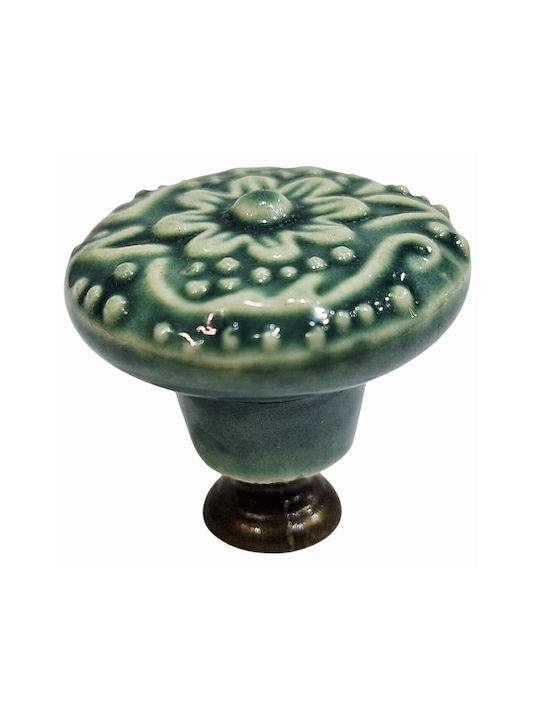 ACM Buton Antic pentru Mobilier din Zamak și Porțelan și Metal Verde 11888-000-ARG1