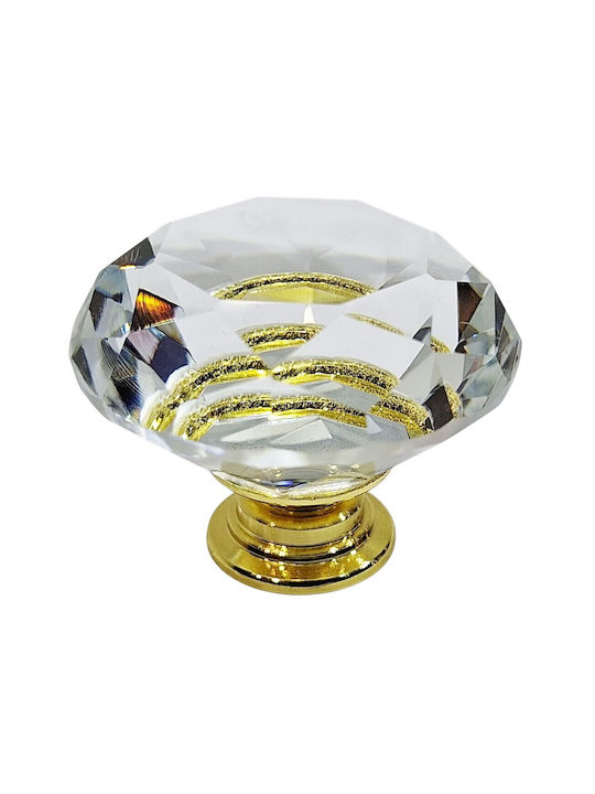 ACM Knob Furniture made of Metallic & Zamak & Crystal Gold-glossy 12022-000-ORO1 1pcs