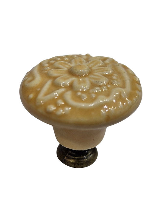Premier Antique Knob Furniture made of Zamak & Porcelain & Metallic Yellow 35mm (Center Distance 35mm) 11950-000-ARG1 1pcs
