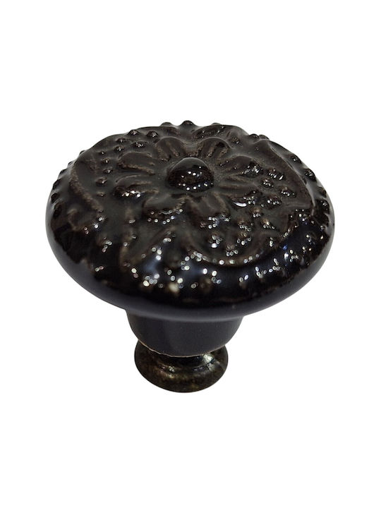 Premier Antique Knob Furniture made of Zamak & Porcelain & Metallic Black 35mm (Center Distance 35mm) 11949-000-ARG1 1pcs
