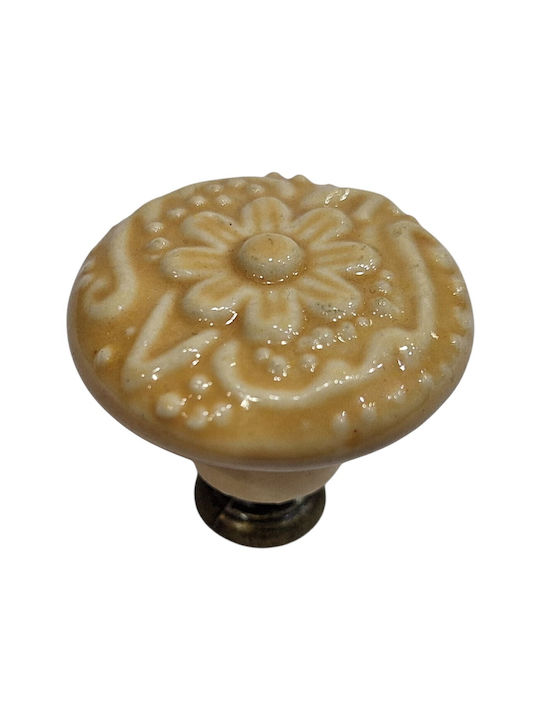 Premier Antique Knob Furniture made of Zamak & Porcelain & Metallic Yellow 35mm (Center Distance 35mm) 11950-000-ARG1 1pcs