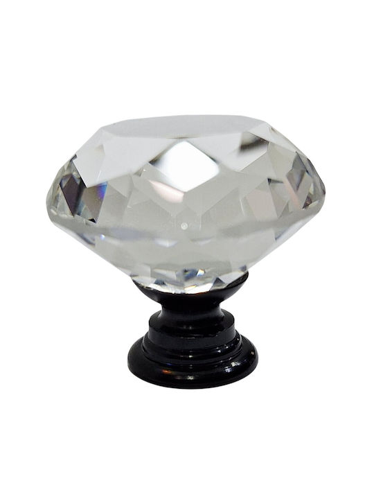 ACM Knob Furniture made of Metallic & Zamak & Crystal Black-glossy 31mm (Center Distance 31mm) 11953-000-ORO1 1pcs
