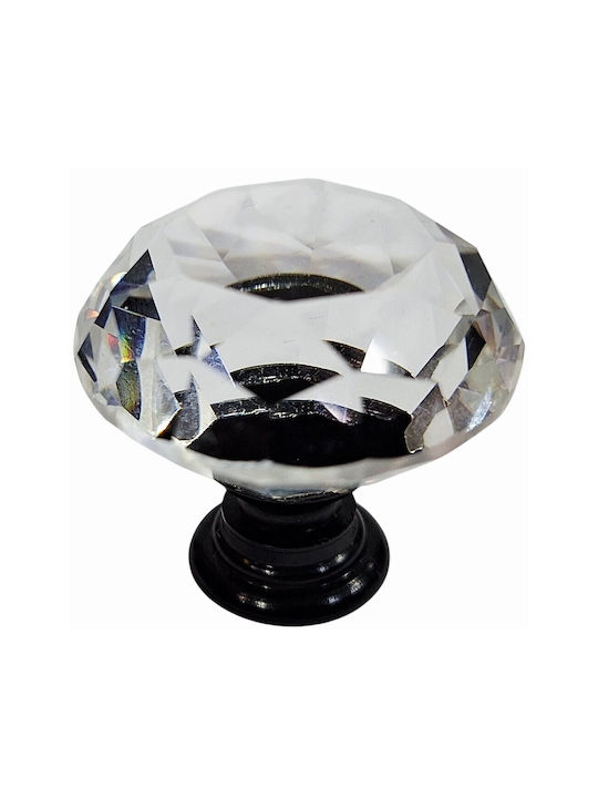 ACM Knob Furniture made of Metallic & Zamak & Crystal Black-glossy 31mm (Center Distance 31mm) 11953-000-ORO1 1pcs