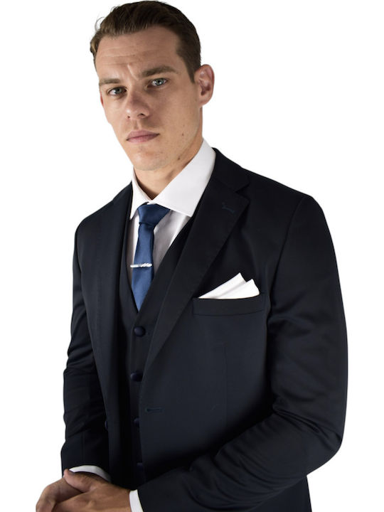 Men's Suit with Vest Blue-black