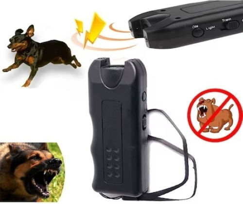 Ultrasonic Device Against Aggressive Dogs Flashlight Dog Training Mode Black