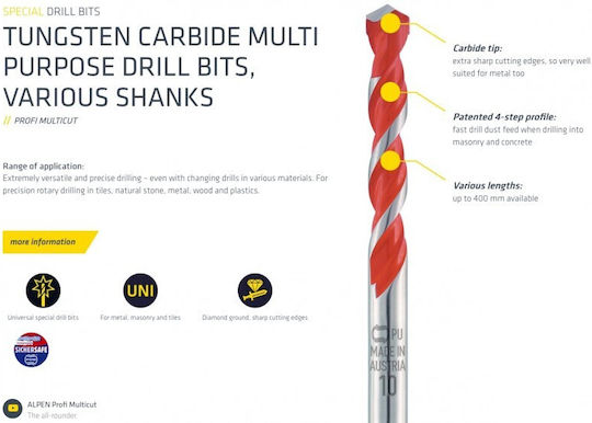 Alpen Drills Profi Multicut Τρυπάνι 4x100mm