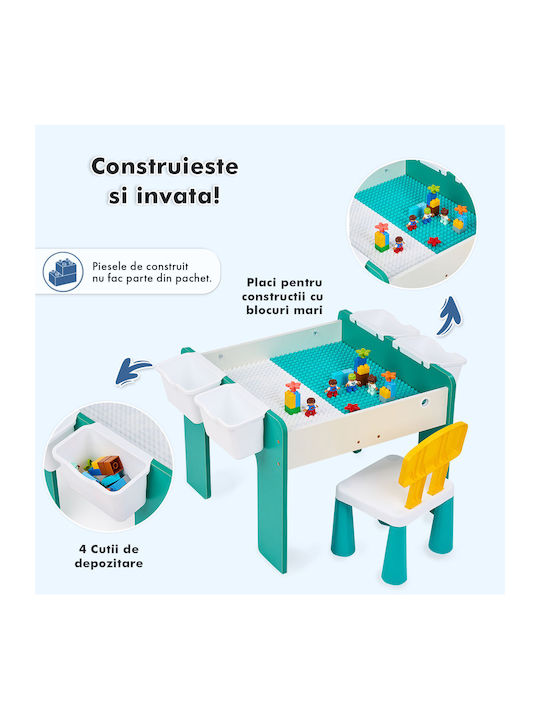 Set Masă cu Scaune pentru Copii pentru Desen Verde