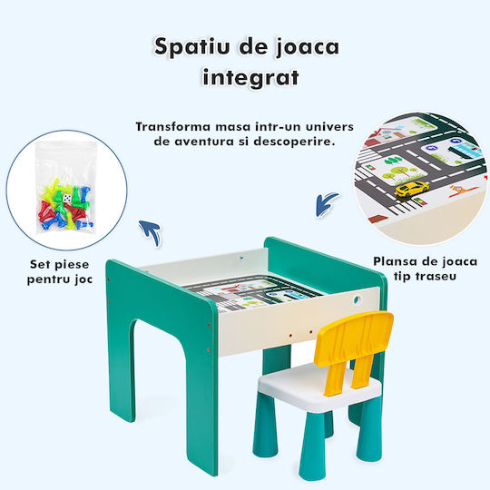 Set Masă cu Scaune pentru Copii pentru Desen Verde