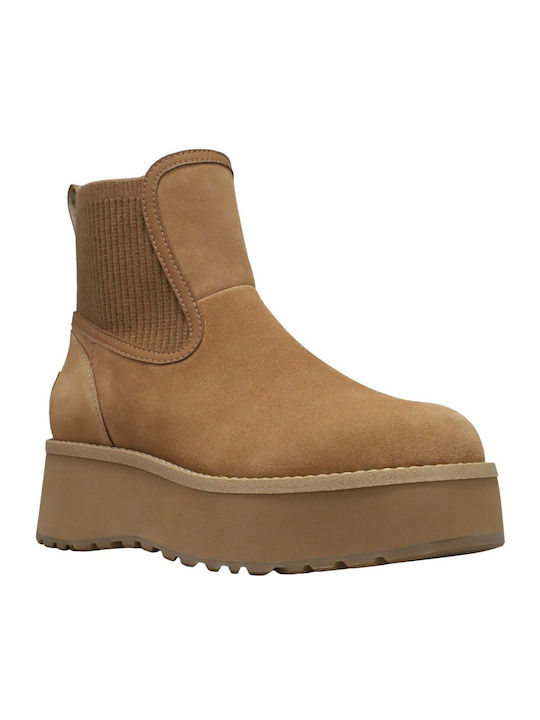 Suede Women's Chelsea Boots Brown