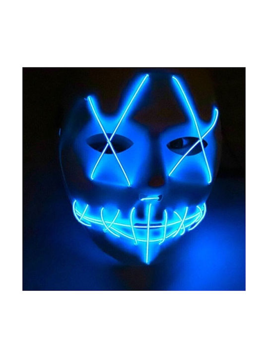 Purge Horror Latex Mask With Light Blue 3 Pieces