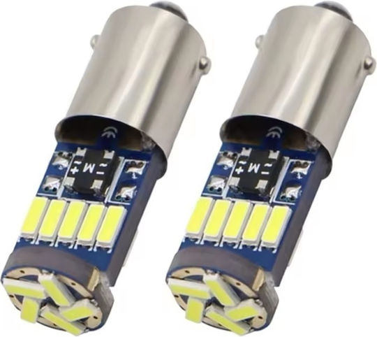 Set 2 Lămpi Auto Albe LED T14 Canbus 12V Nepolaritate Putere 1,59W Consum Redus De Energie Ba9s Argintiu