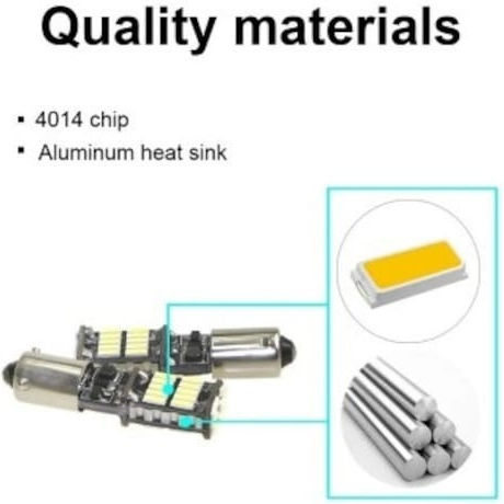 Set 2 Lămpi Auto Albe LED T14 Canbus 12V Nepolaritate Putere 1,59W Consum Redus De Energie Ba9s Argintiu