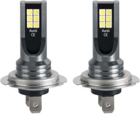 Set 2 Becuri Auto H7 Led 12v 12 Smd Putere 60w Temperatura De Culoare 6000k Flux Luminiscent 6800lm Plug Play Lumină Albă
