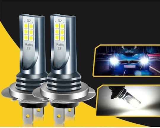Set 2 Becuri Auto H7 Led 12v 12 Smd Putere 60w Temperatura De Culoare 6000k Flux Luminiscent 6800lm Plug Play Lumină Albă